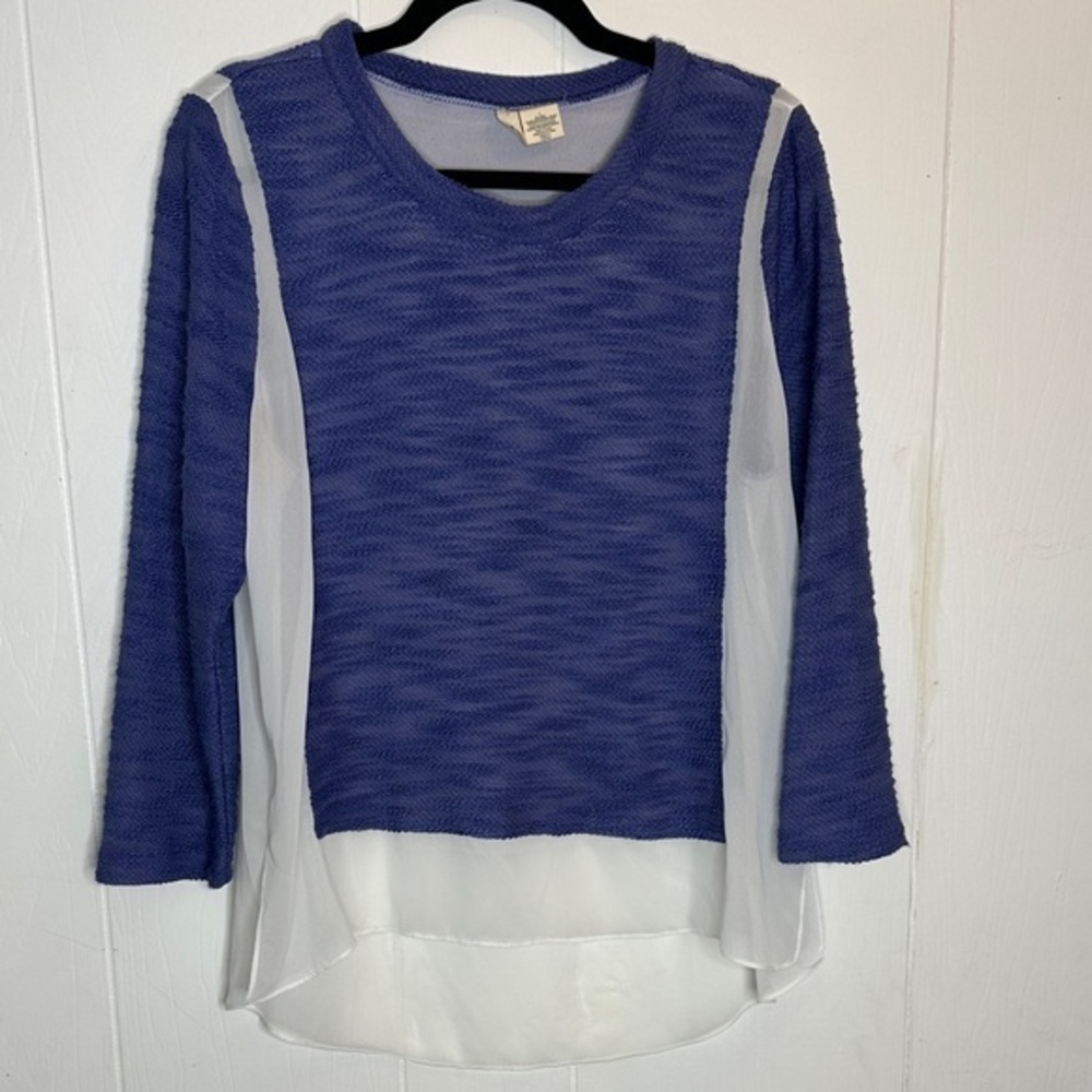 Moth Blue and White Textured Blouse